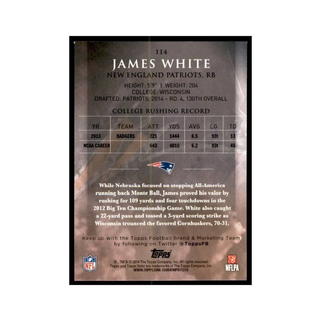 2014 Topps Valor James White RC Football Cards #114