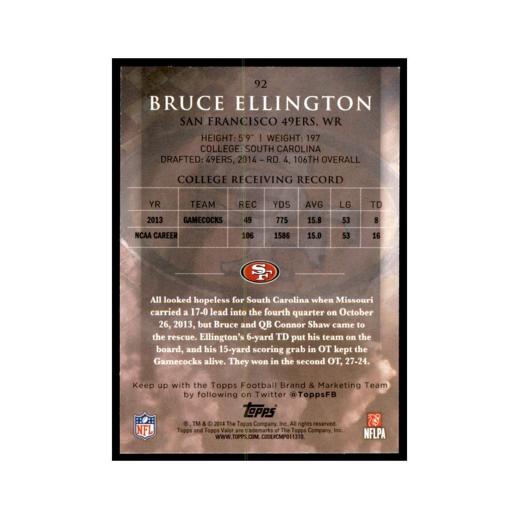 2014 Topps Valor Bruce Ellington RC Football Cards #92