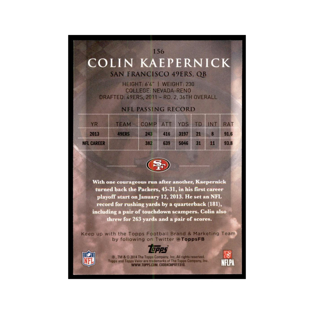 2014 Topps Valor Colin Kaepernick Football Cards #156