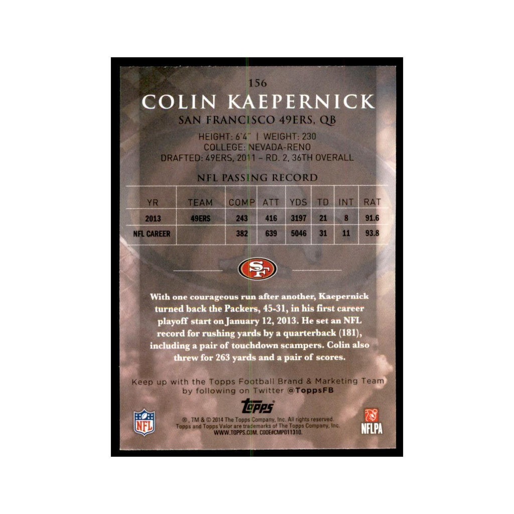 2014 Topps Valor Colin Kaepernick Football Cards #156