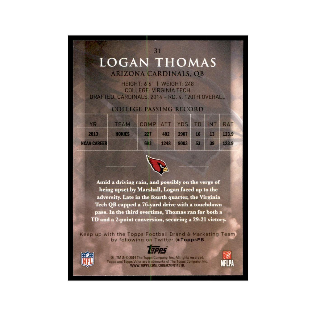 2014 Topps Valor Logan Thomas RC Football Cards #31