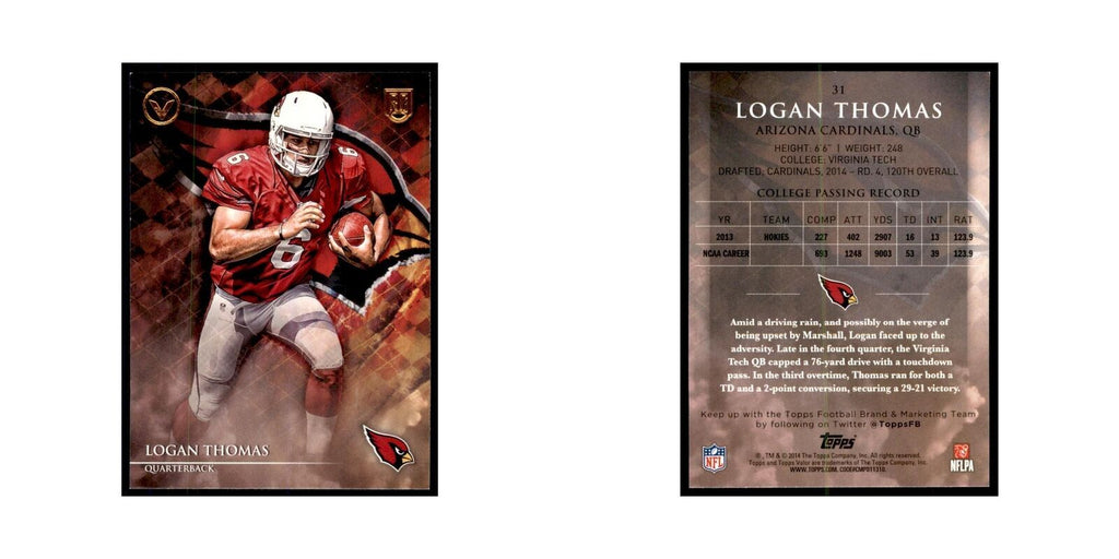 2014 Topps Valor Logan Thomas RC Football Cards #31