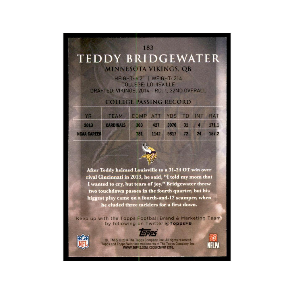 2014 Topps Valor Teddy Bridgewater RC Football Cards #183