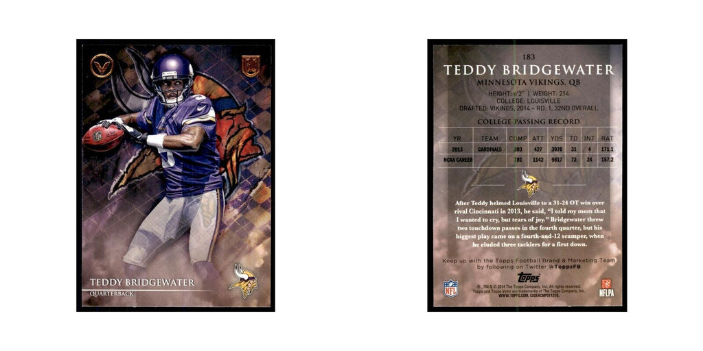 2014 Topps Valor Teddy Bridgewater RC Football Cards #183