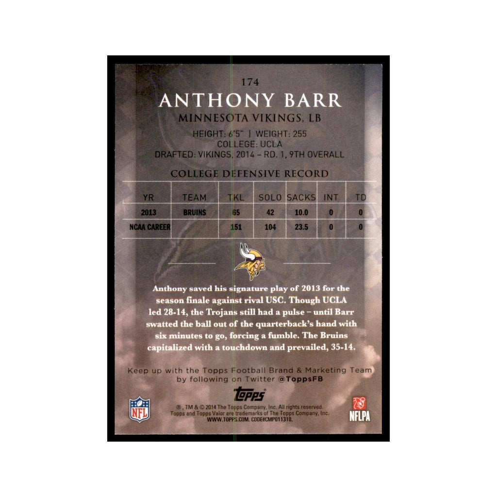 2014 Topps Valor Anthony Barr RC Football Cards #174