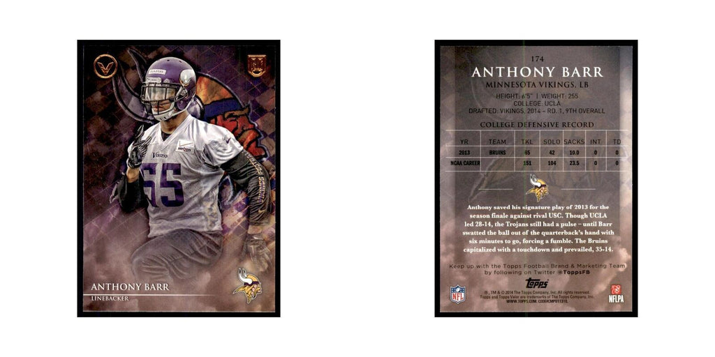 2014 Topps Valor Anthony Barr RC Football Cards #174