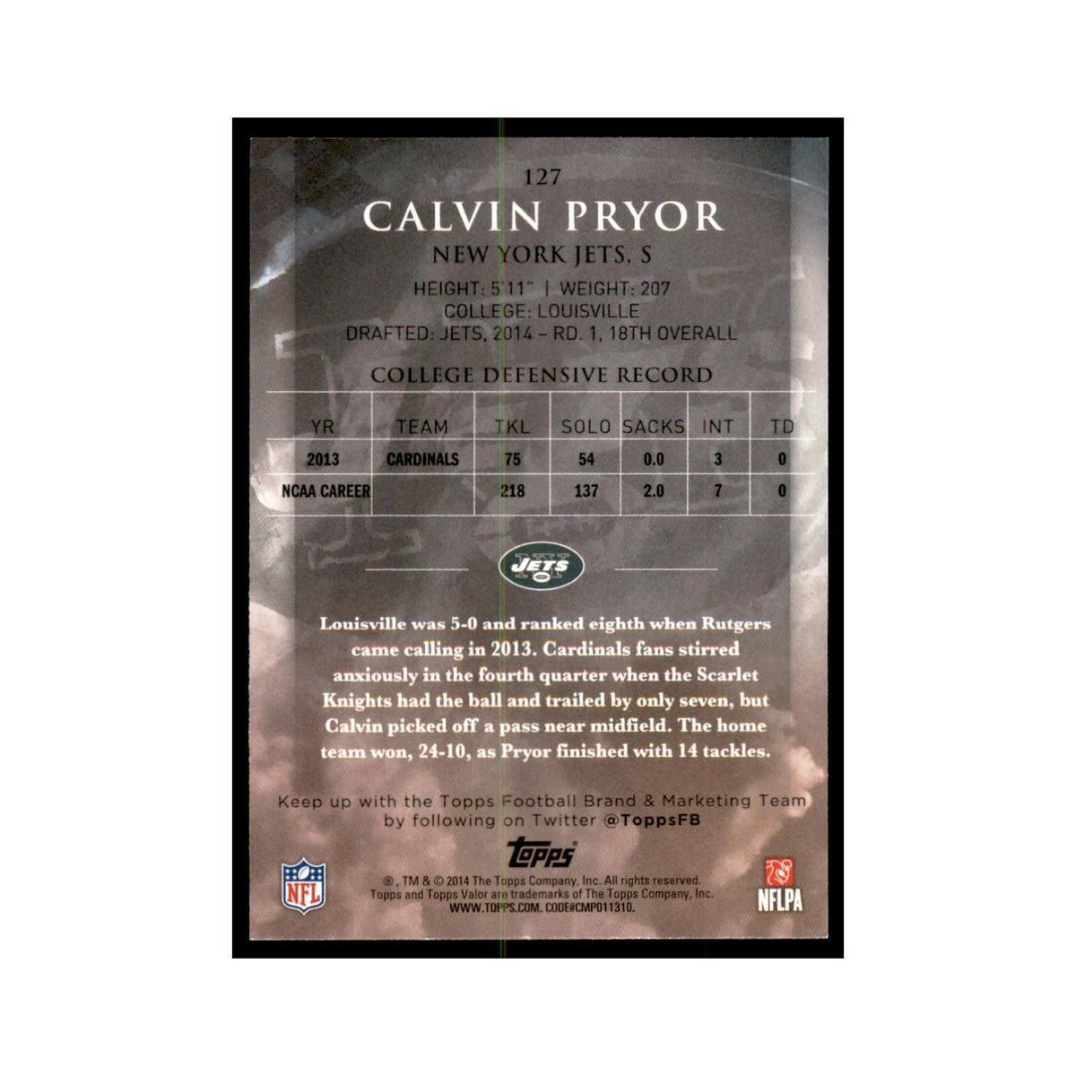 2014 Topps Valor Calvin Pryor RC Football Cards #127