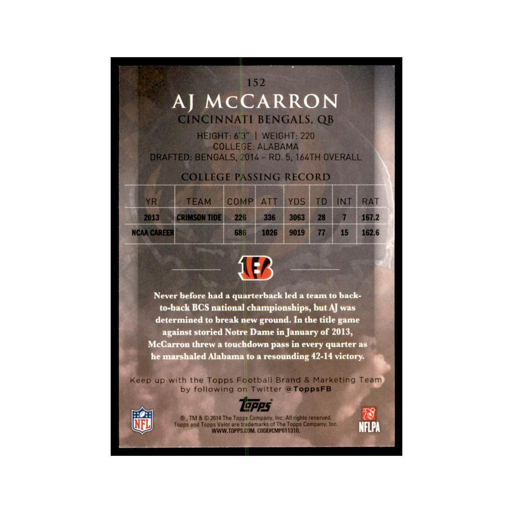 2014 Topps Valor A.J. McCarron RC Football Cards #152