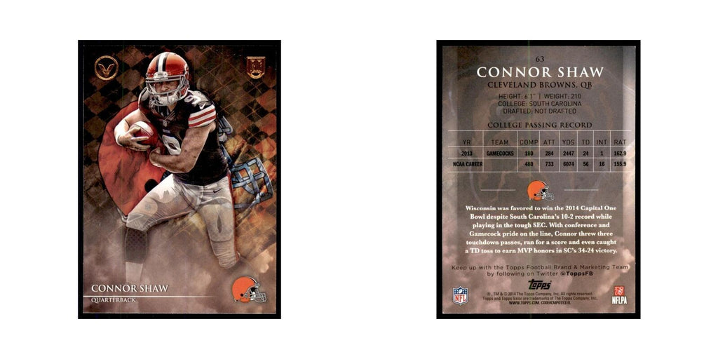 2014 Topps Valor Connor Shaw RC Football Cards #63