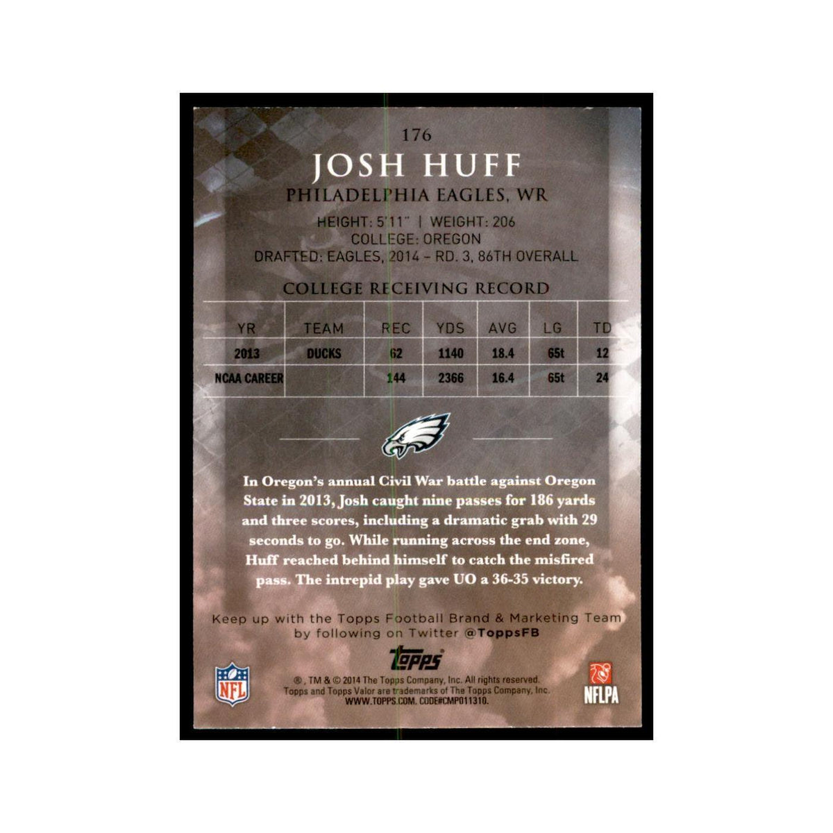 2014 Topps Valor Josh Huff RC Football Cards #176
