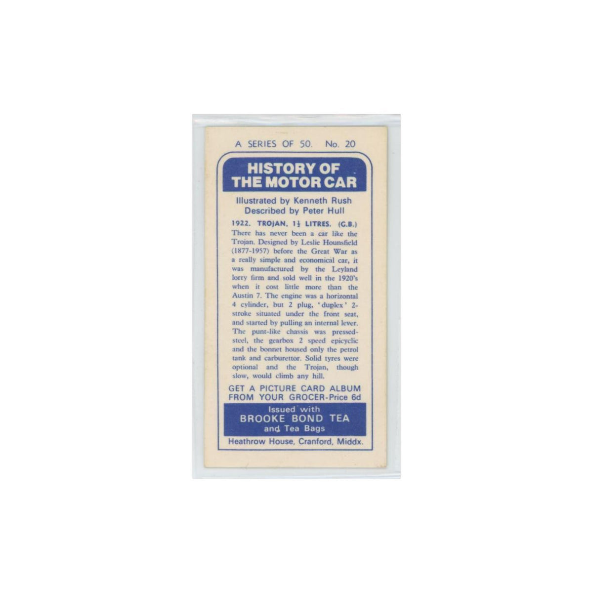 1968 Brooke Bond History of the Motor Car 1922 Trojan #20