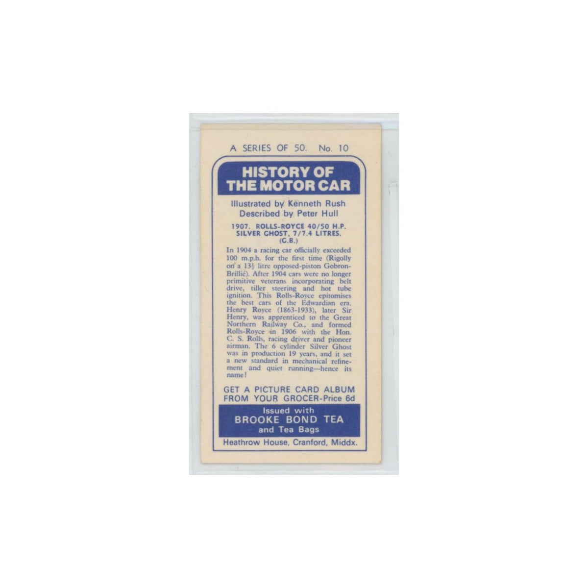 1968 Brooke Bond History of the Motor Car 1907 Rolls Royce #10