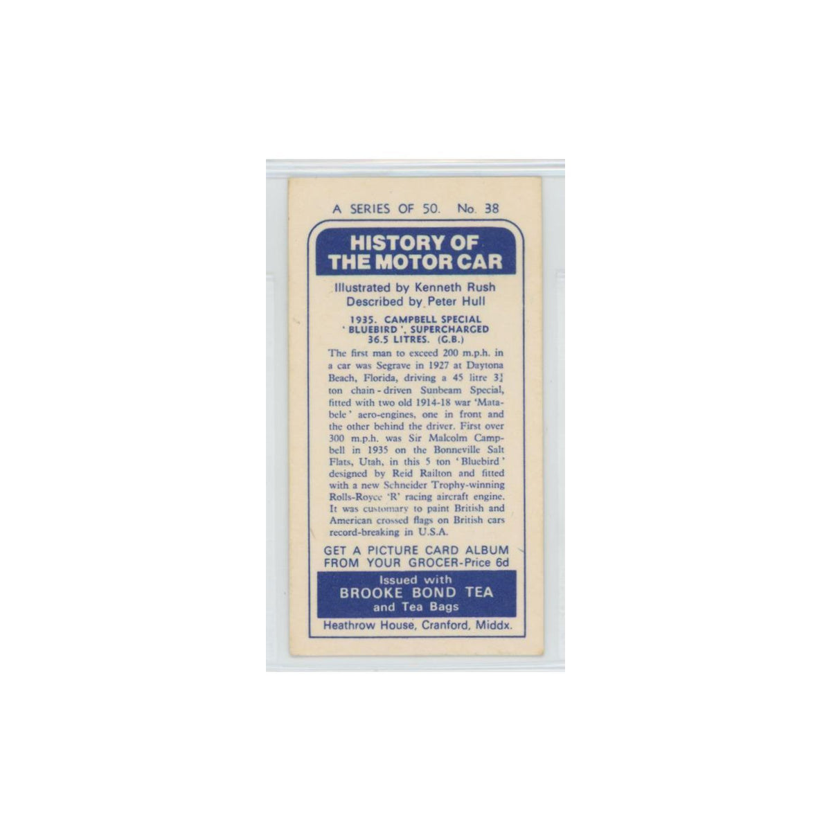 1968 Brooke Bond History of the Motor Car 1935 Campbell Special Bluebird #38