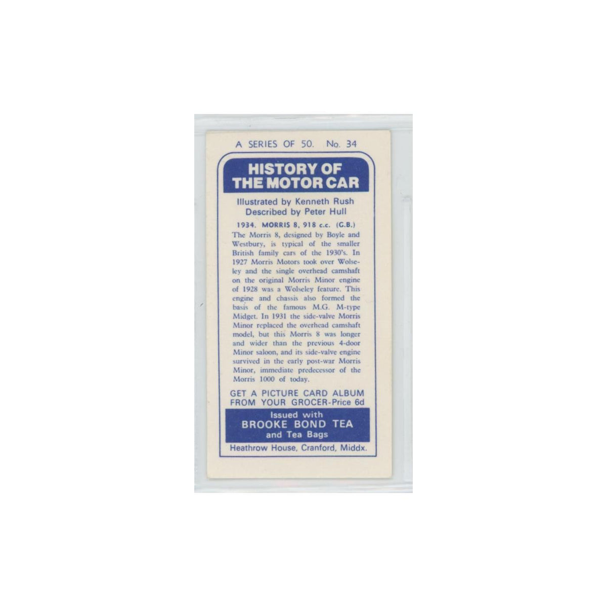 1968 Brooke Bond History of the Motor Car 1934 Morris 8 #34