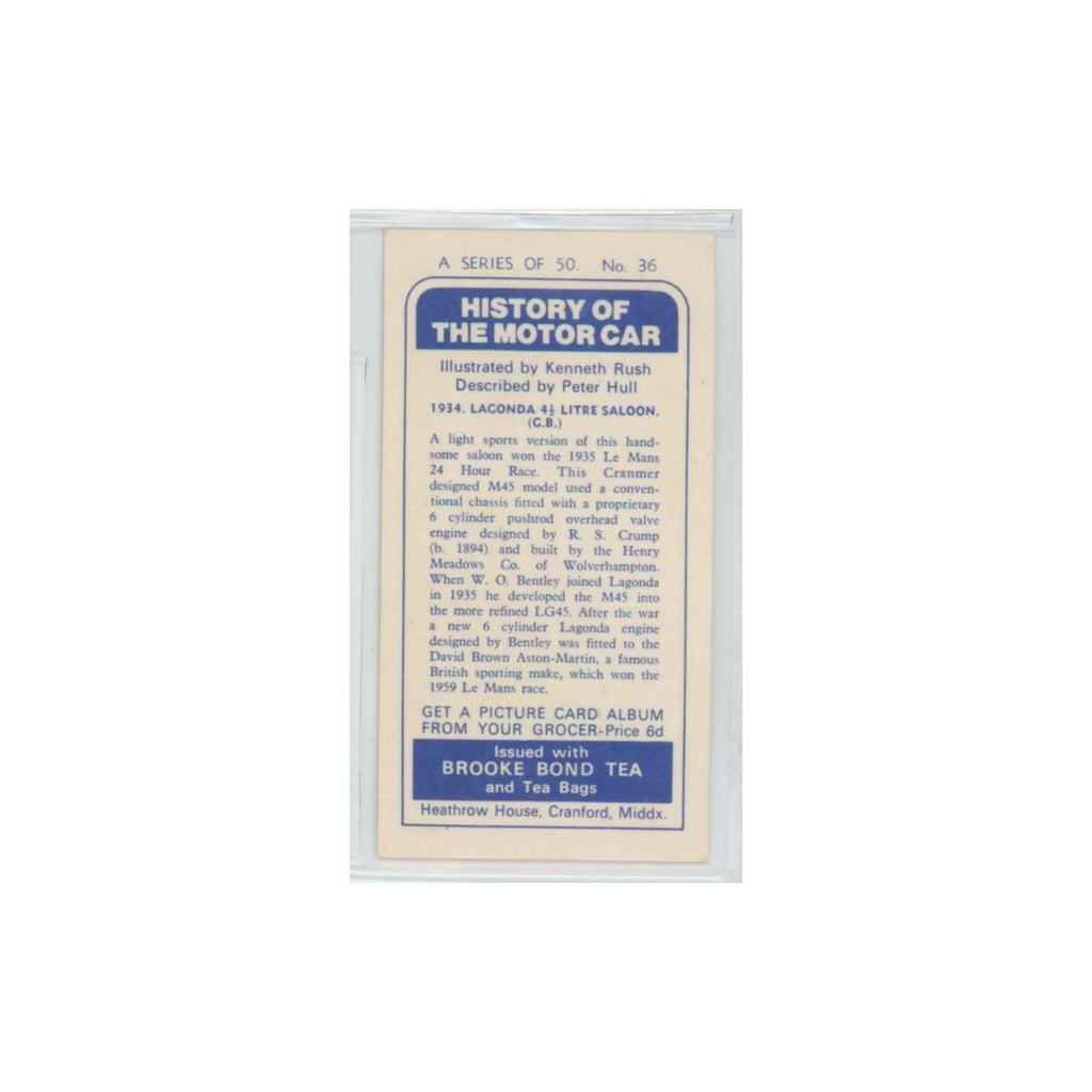 1968 Brooke Bond History of the Motor Car 1934 Lagonda #36