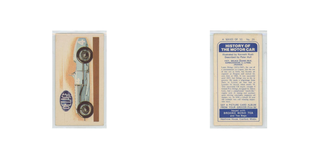 1968 Brooke Bond History of the Motor Car 1927 Delage Grand Prix #29