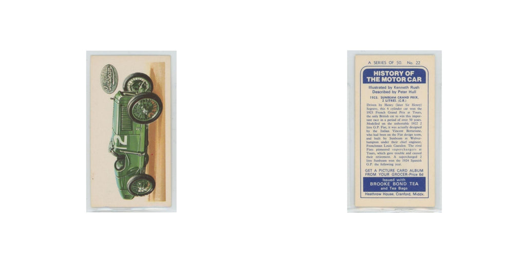 1968 Brooke Bond History of the Motor Car 1923 Sunbeam Grand Prix #22