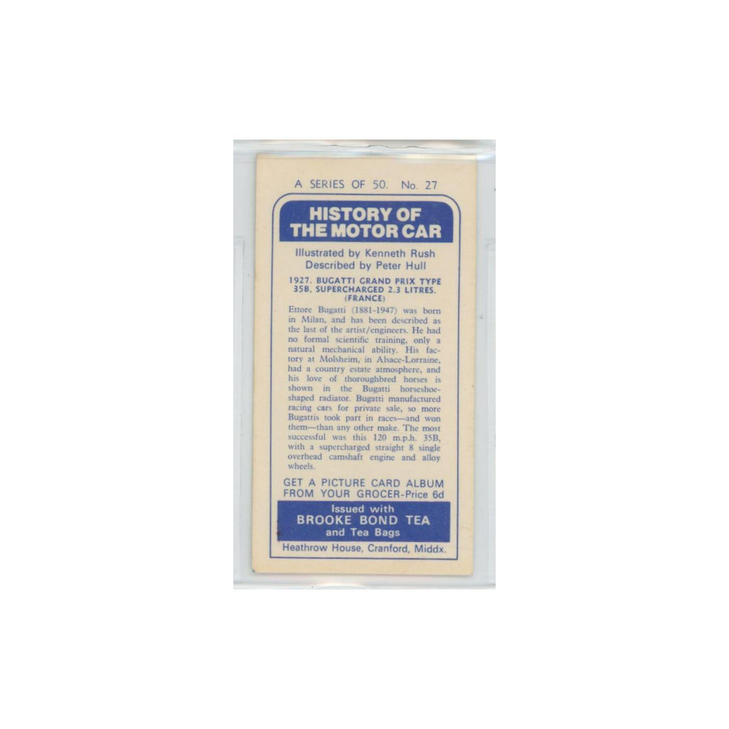 1968 Brooke Bond History of the Motor Car 1927 Bugatti Grand Prix #27