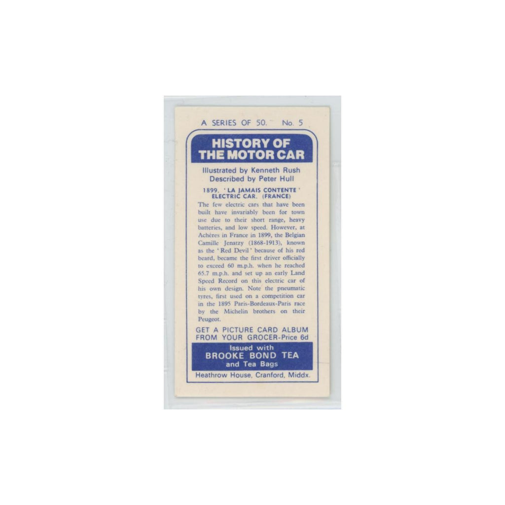 1968 Brooke Bond History of the Motor Car 1899 La Jamais Contente #5