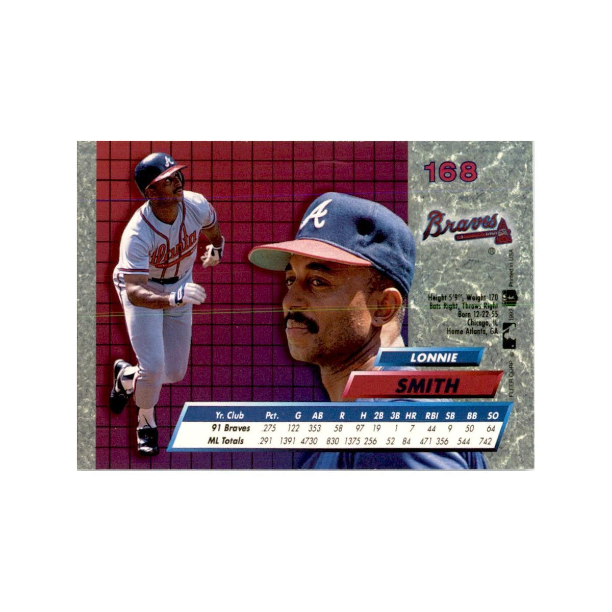1992 Fleer Ultra Lonnie Smith Baseball Cards #168