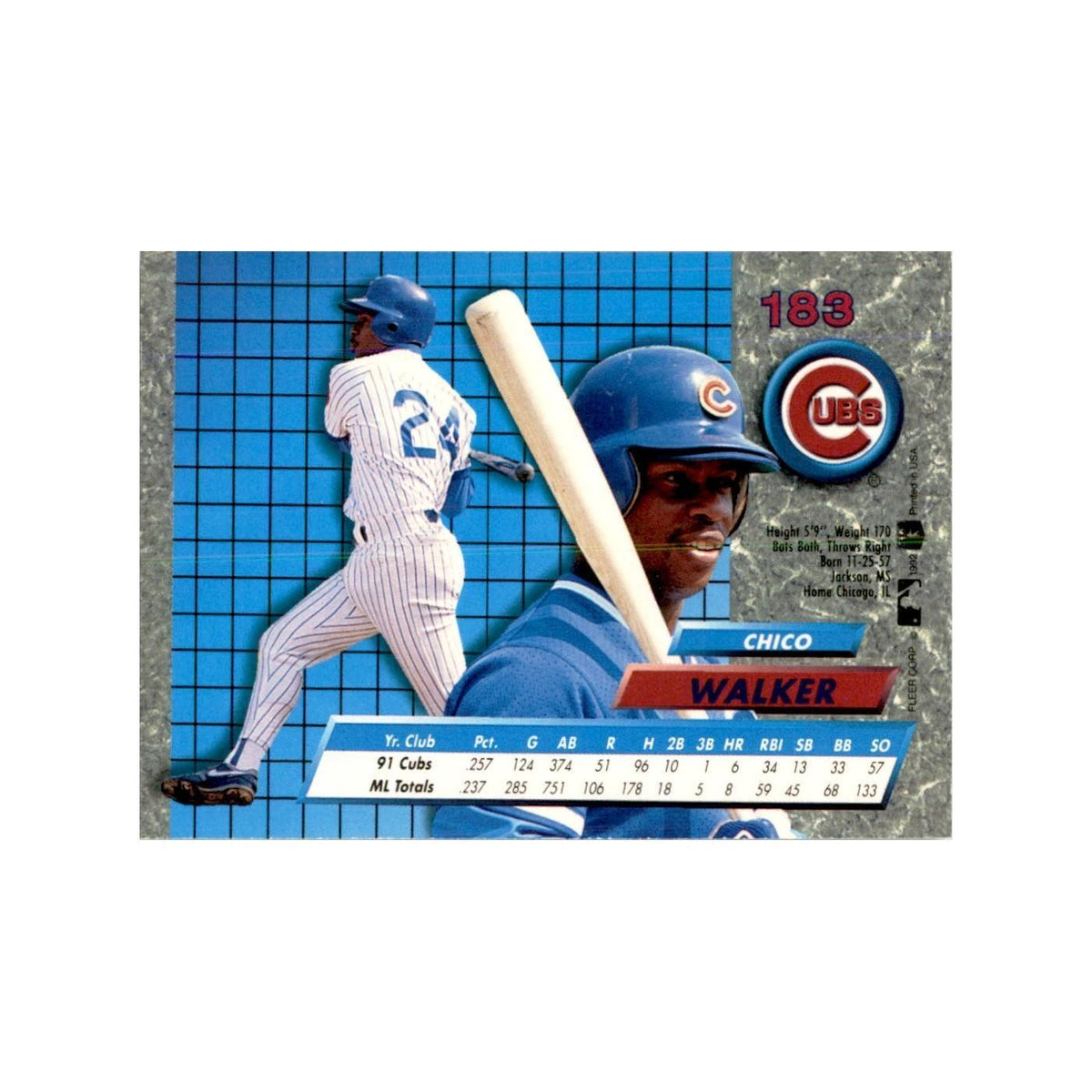 1992 Fleer Ultra Chico Walker Baseball Cards #183