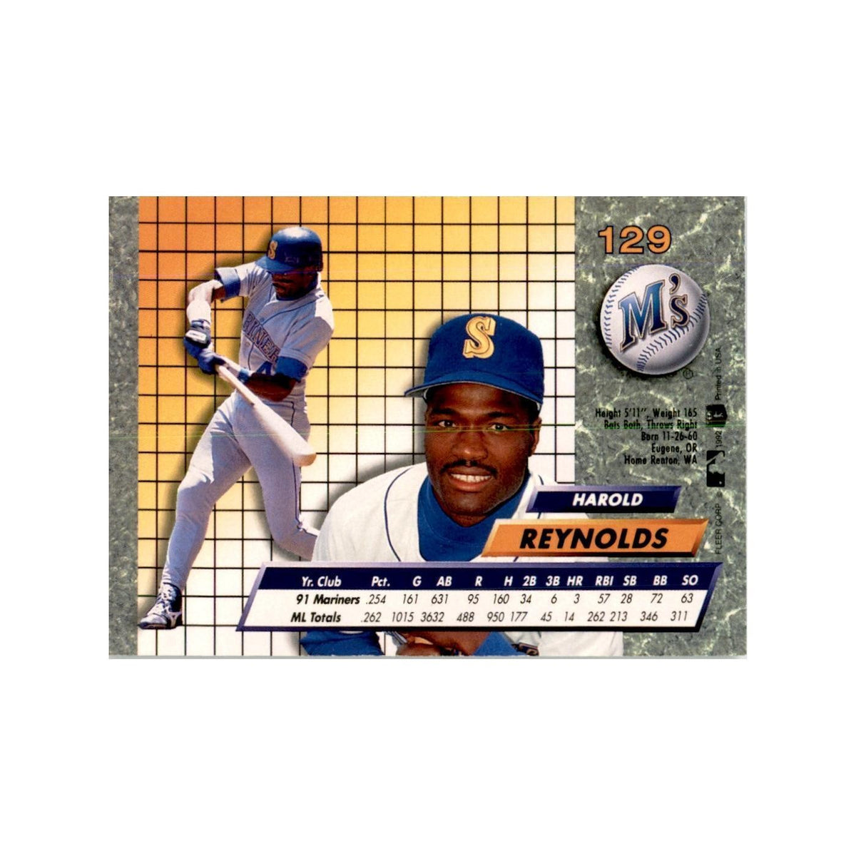 1992 Fleer Ultra Harold Reynolds Baseball Cards #129