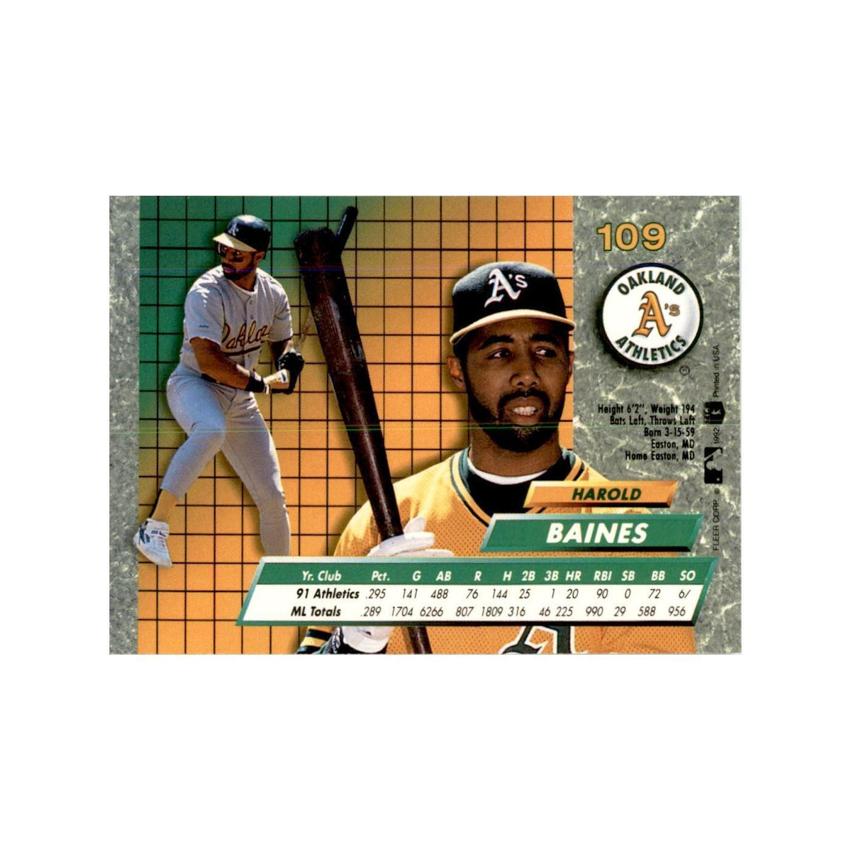 1992 Fleer Ultra Harold Baines Baseball Cards #109