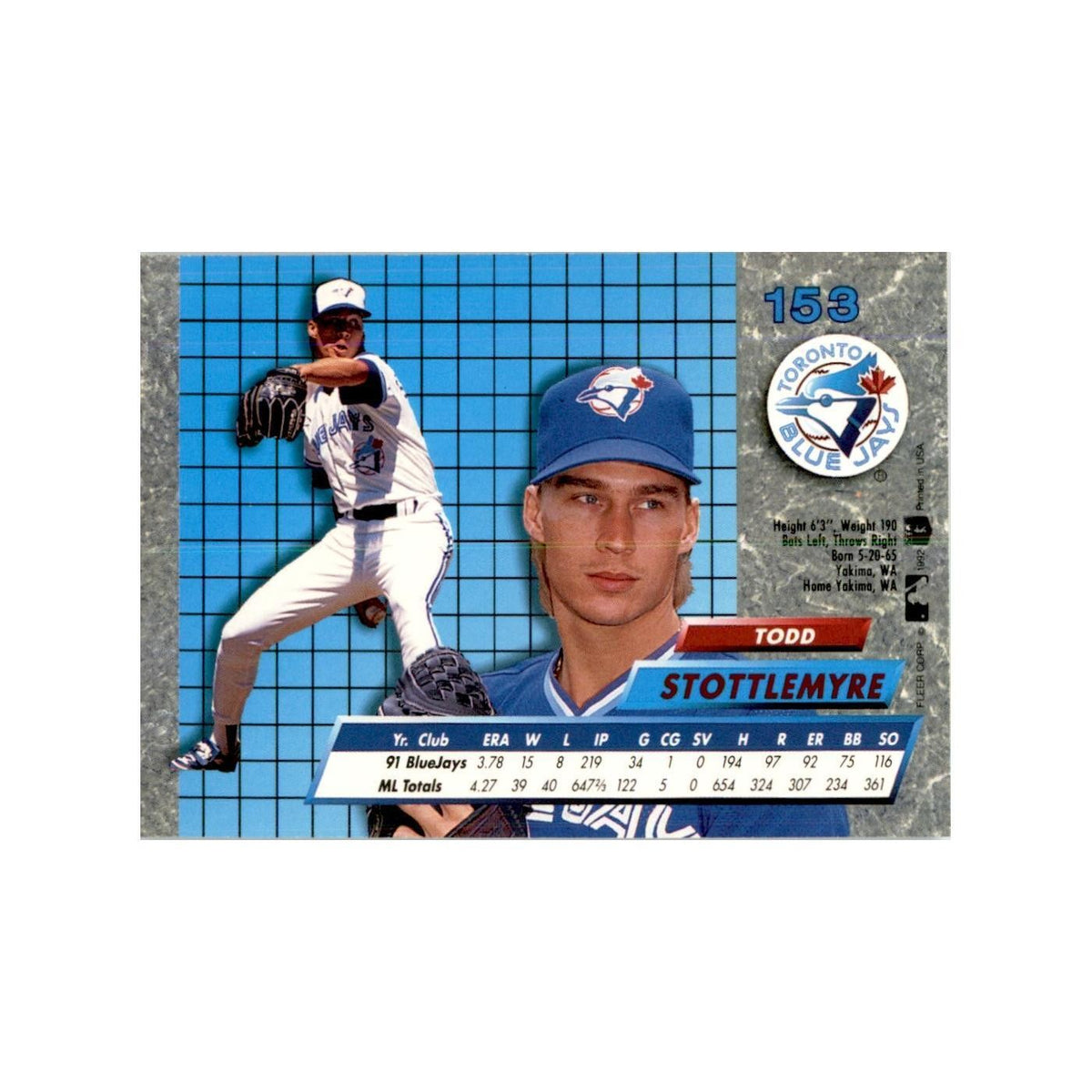 1992 Fleer Ultra Todd Stottlemyre Baseball Cards #153