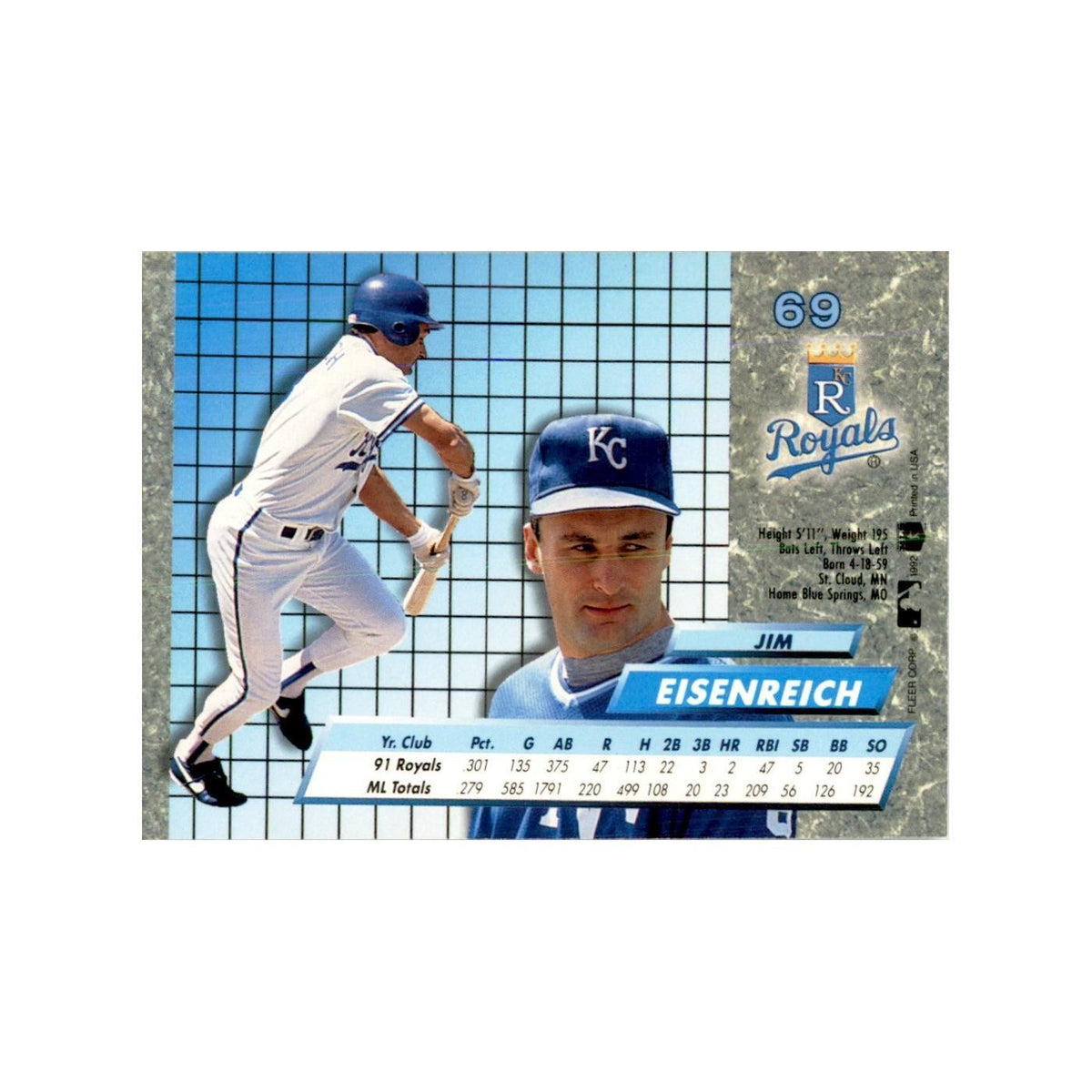 1992 Fleer Ultra Jim Eisenreich Baseball Cards #69