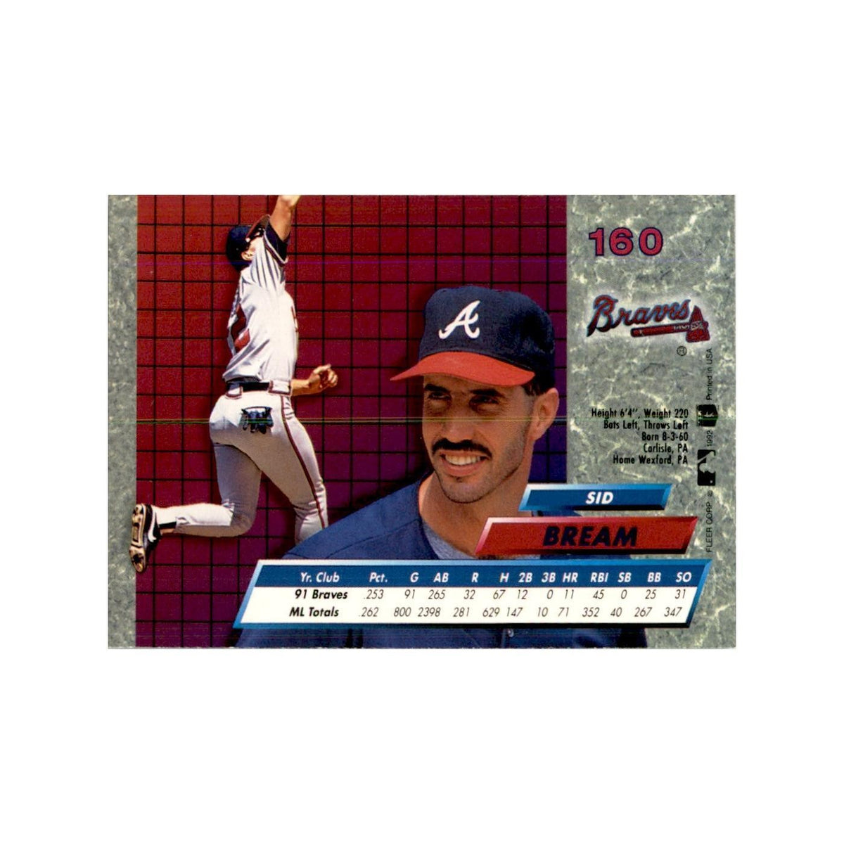 1992 Fleer Ultra Sid Bream Baseball Cards #160