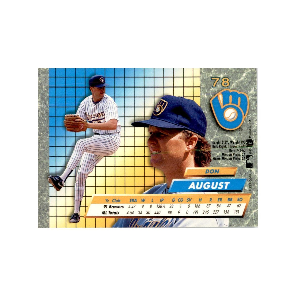 1992 Fleer Ultra Don August Baseball Cards #78
