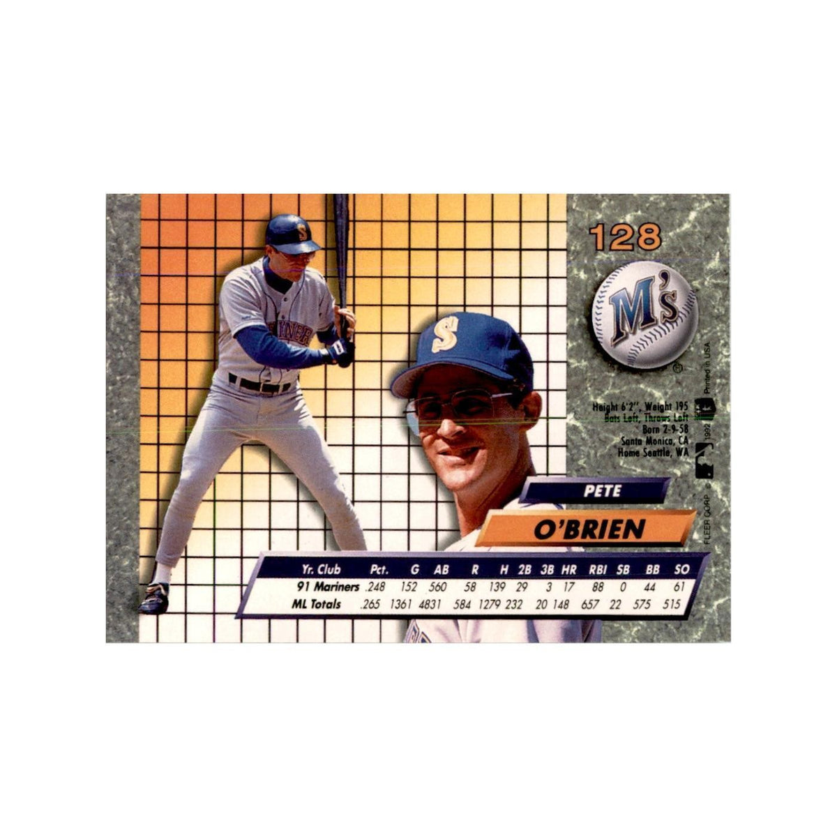 1992 Fleer Ultra Pete O'Brien Baseball Cards #128