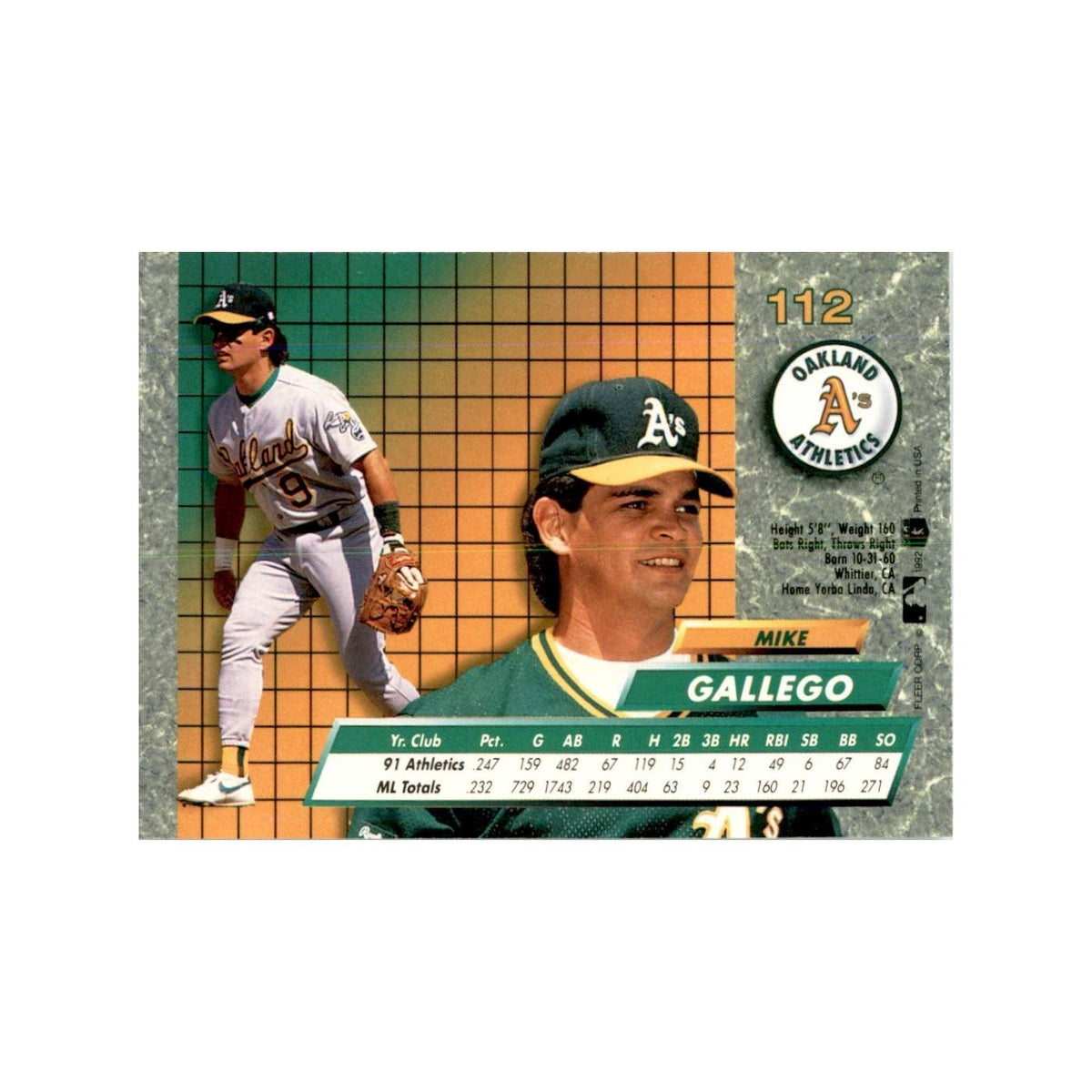 1992 Fleer Ultra Mike Gallego Baseball Cards #112