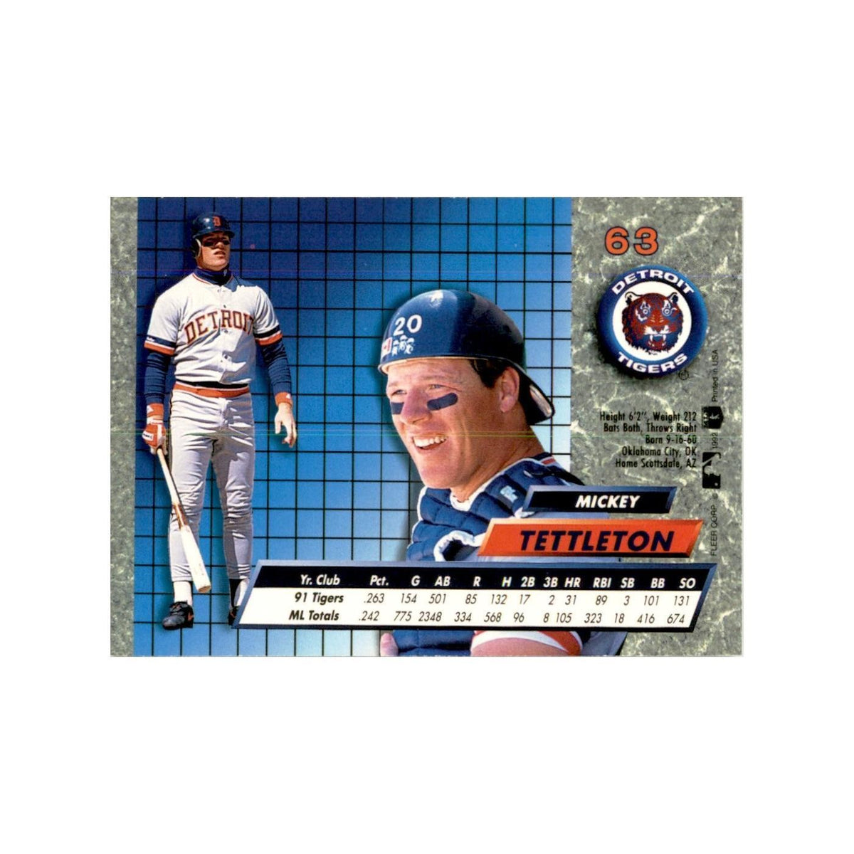 1992 Fleer Ultra Mickey Tettleton Baseball Cards #63