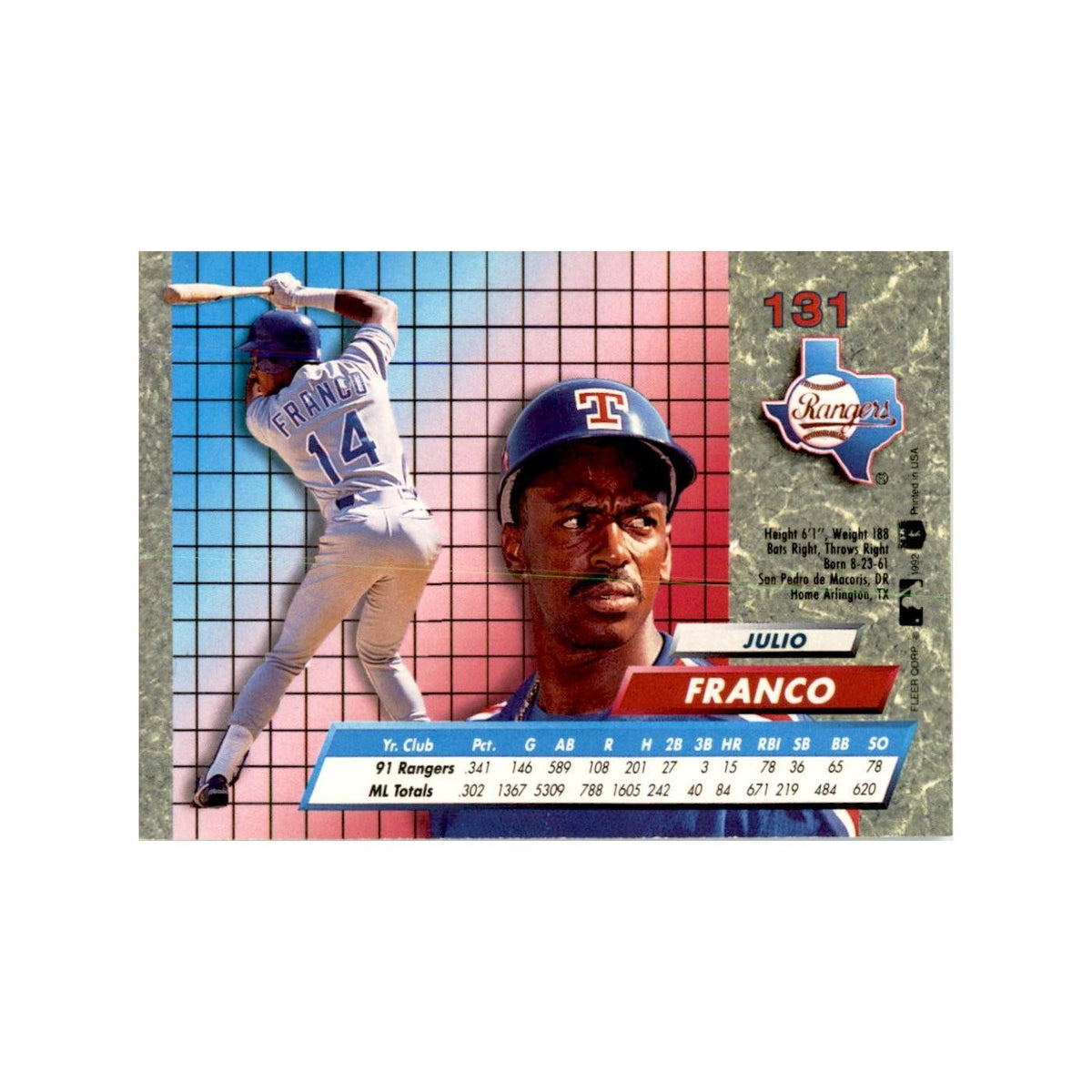 1992 Fleer Ultra Julio Franco Baseball Cards #131