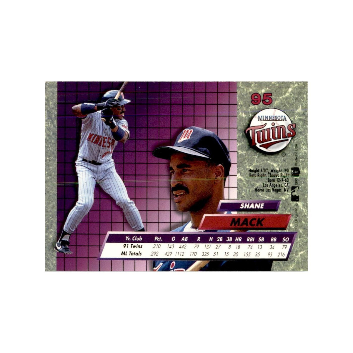 1992 Fleer Ultra Shane Mack Baseball Cards #95