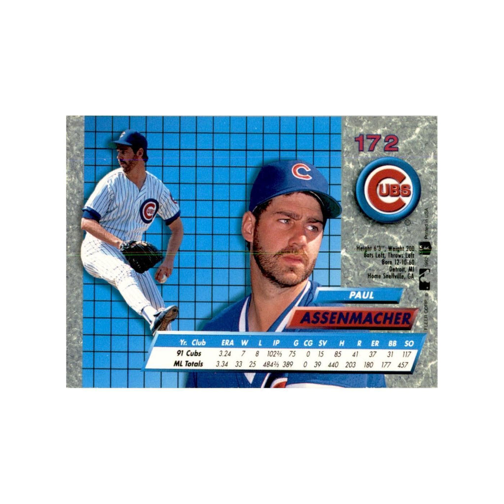 1992 Fleer Ultra Paul Assenmacher Baseball Cards #172