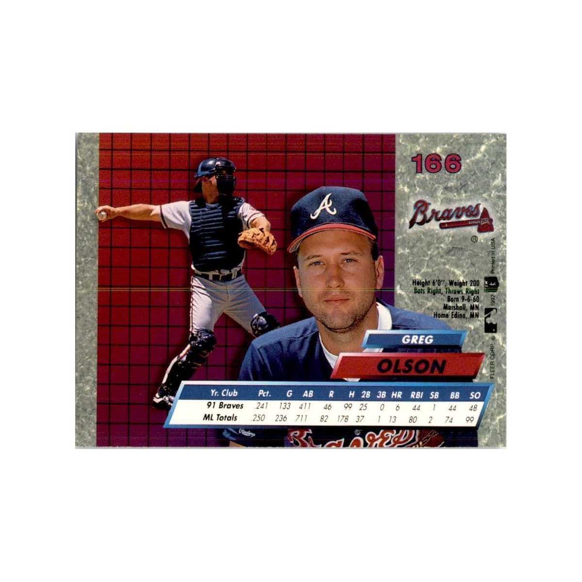 1992 Fleer Ultra Greg Olson Baseball Cards #166