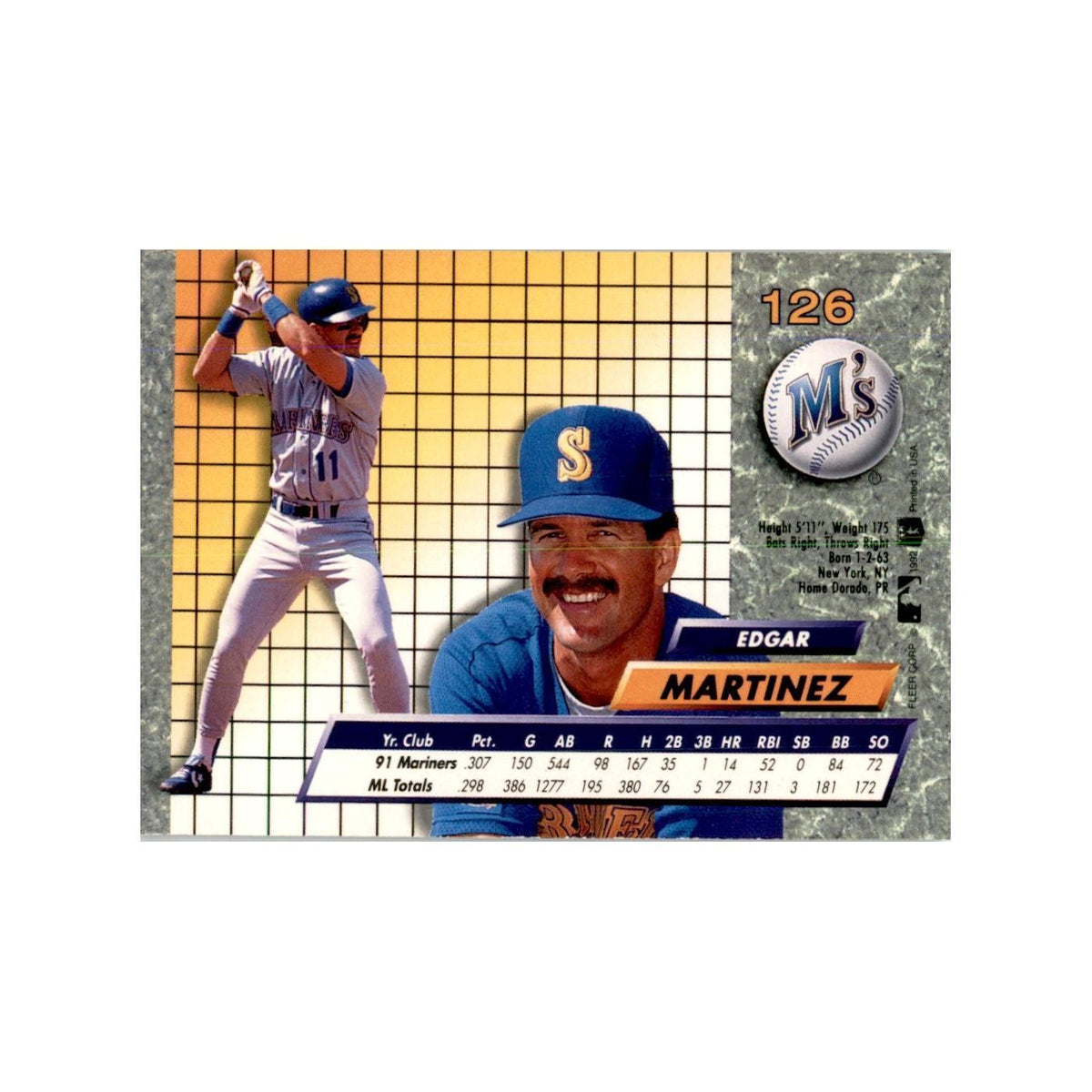 1992 Fleer Ultra Edgar Martinez Baseball Cards #126