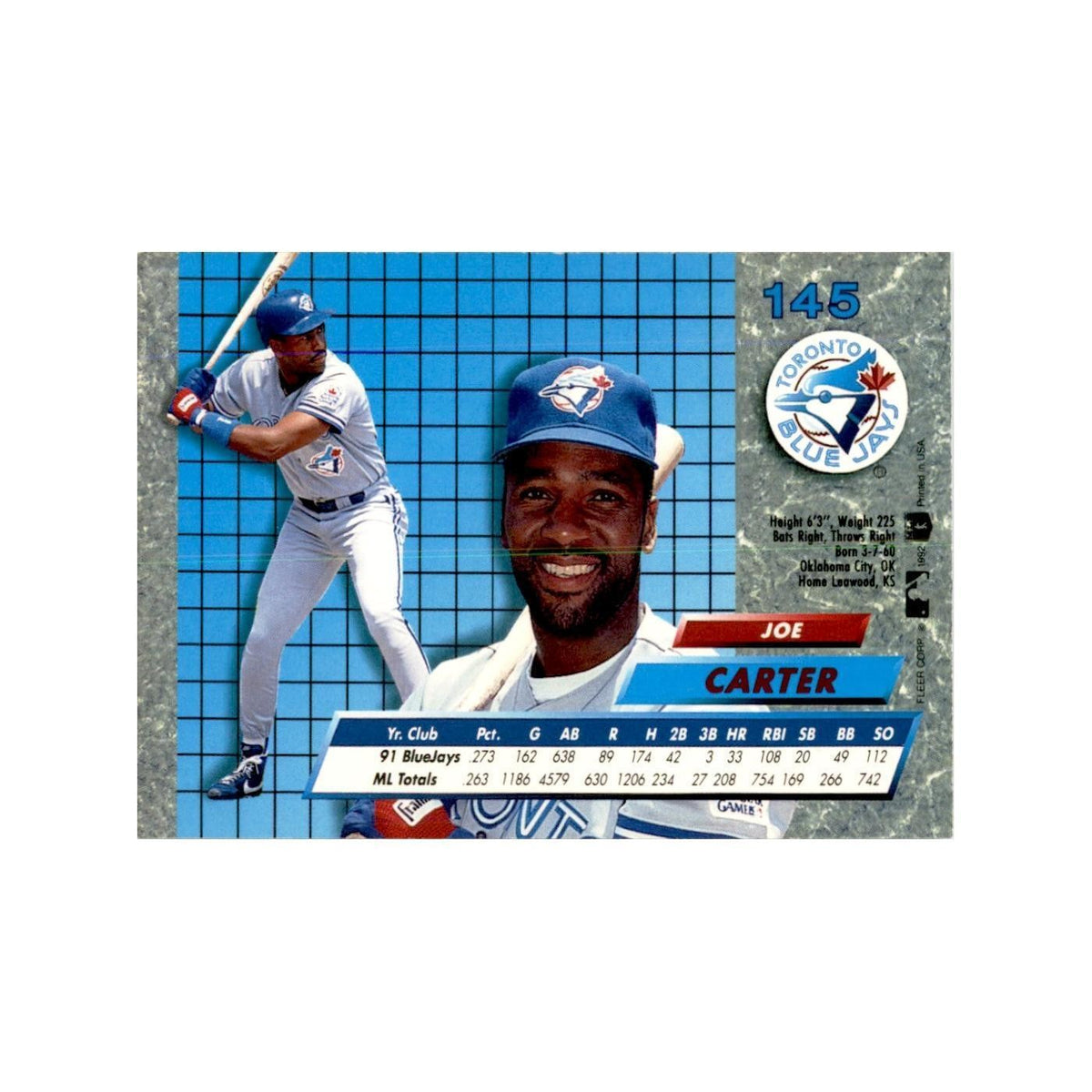 1992 Fleer Ultra Joe Carter Baseball Cards #145