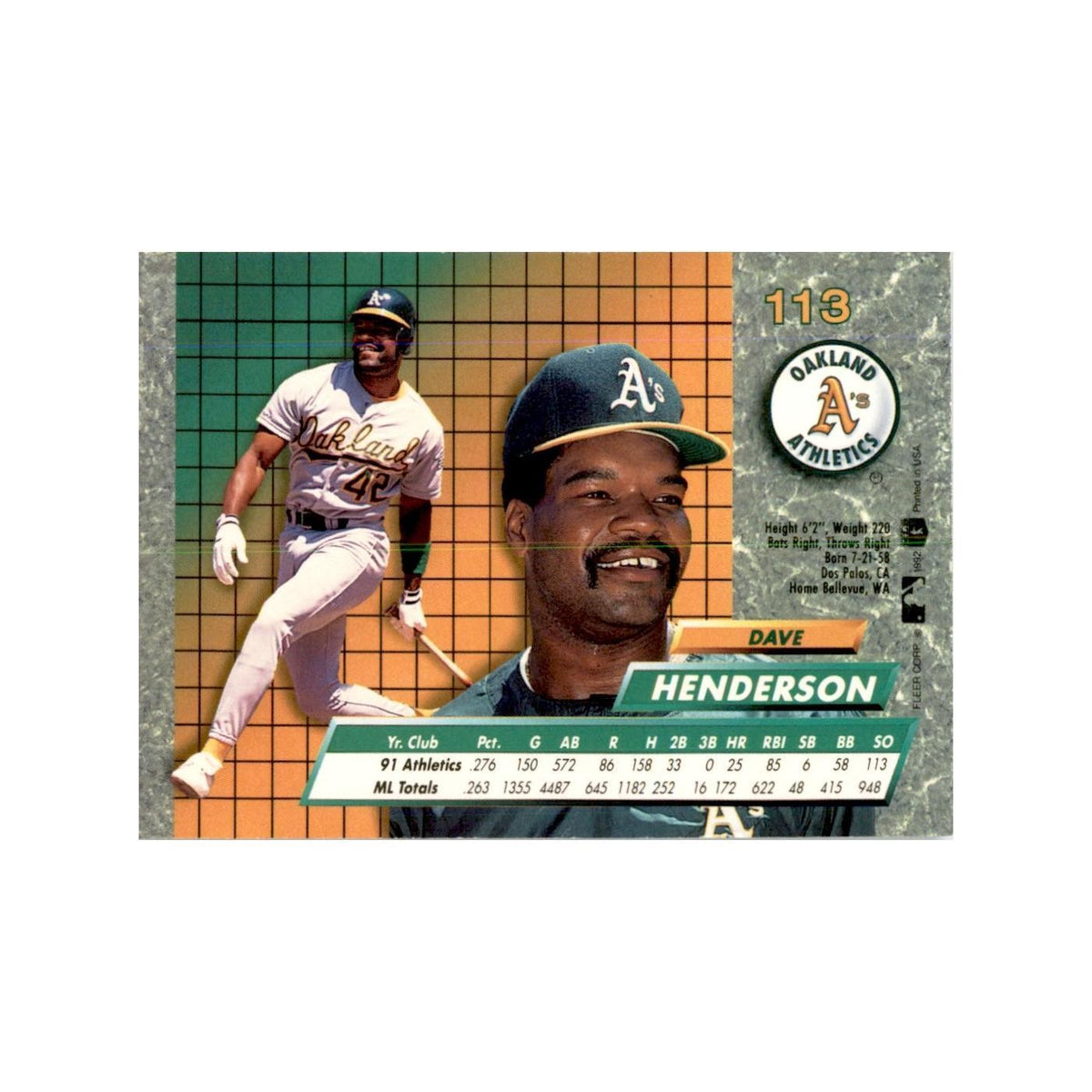 1992 Fleer Ultra Dave Henderson Baseball Cards #113
