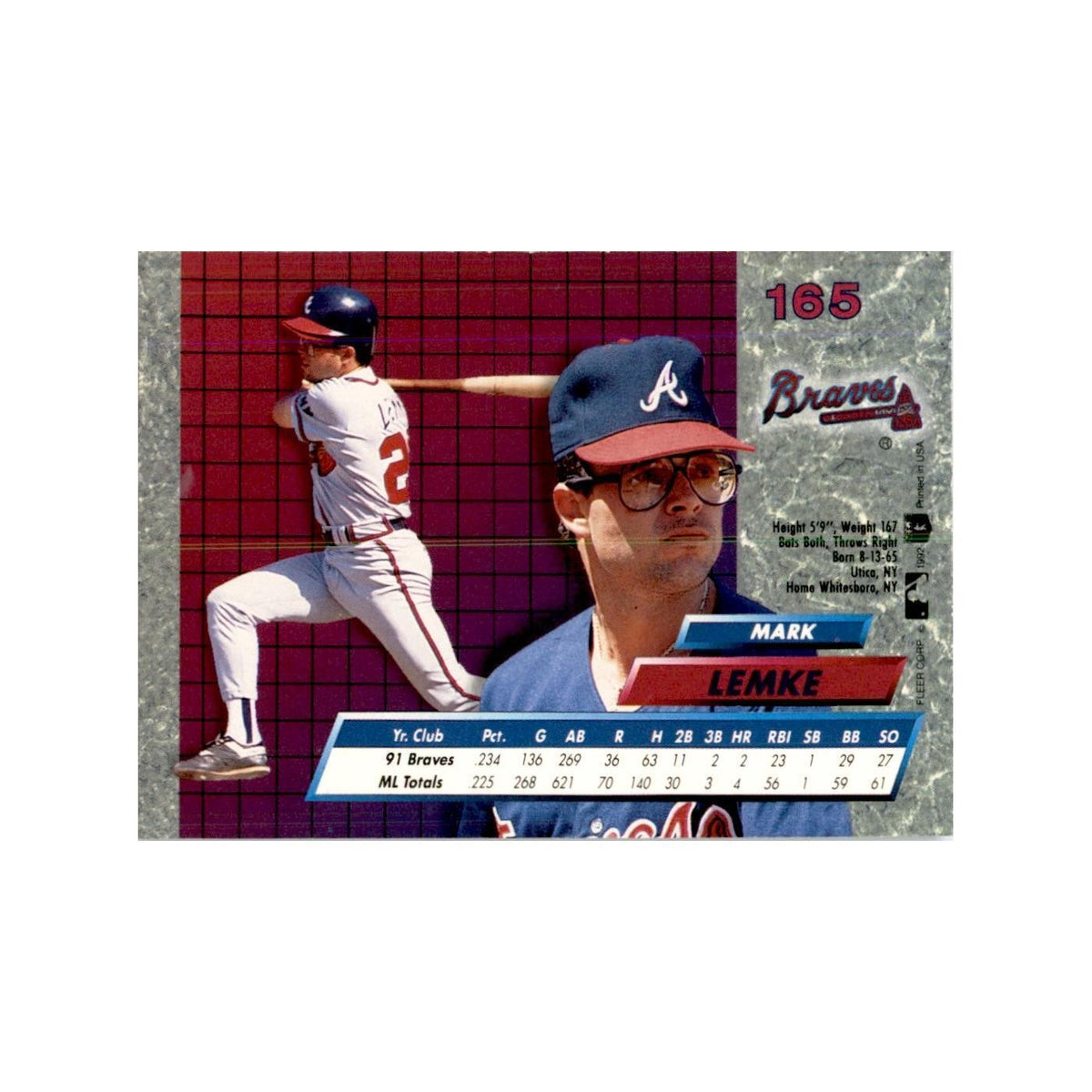 1992 Fleer Ultra Mark Lemke Baseball Cards #165