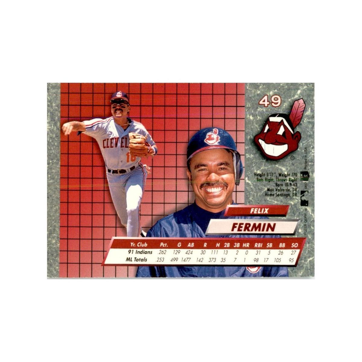 1992 Fleer Ultra Felix Fermin Baseball Cards #49