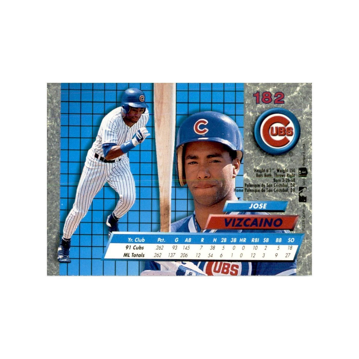 1992 Fleer Ultra Jose Vizcaino Baseball Cards #182