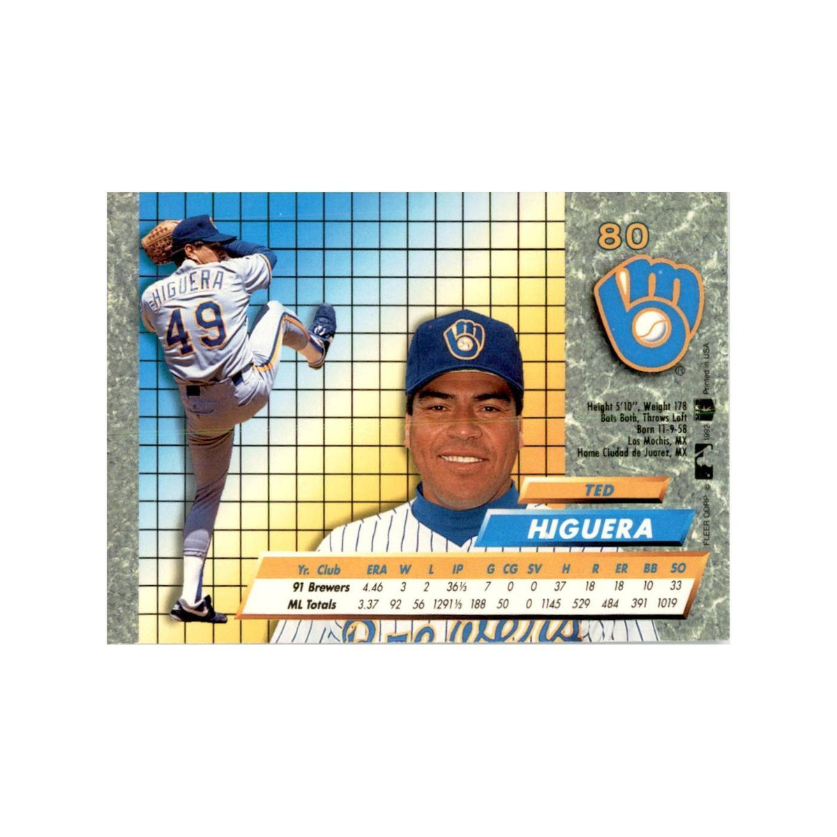 1992 Fleer Ultra Ted Higuera Baseball Cards #80