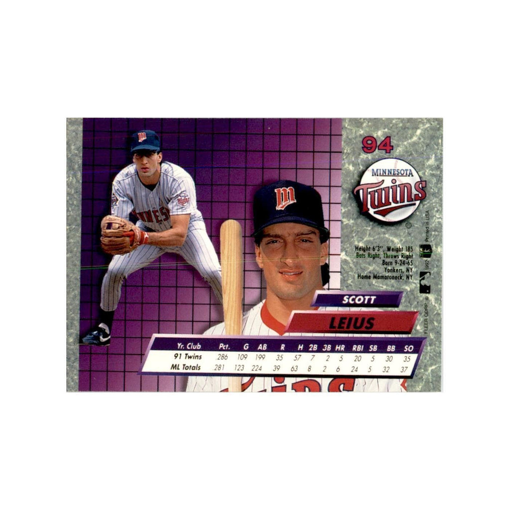 1992 Fleer Ultra Scott Leius Baseball Cards #94