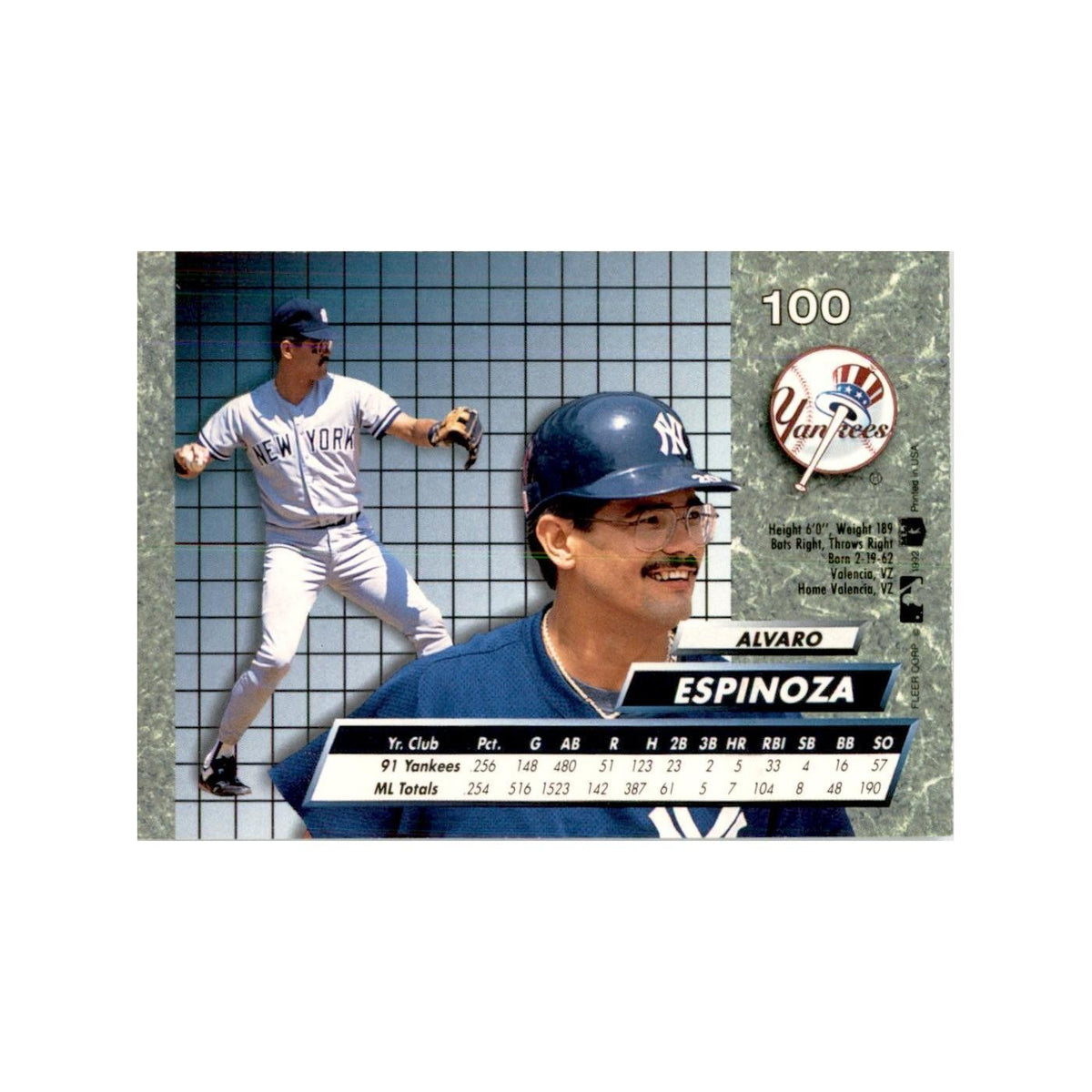 1992 Fleer Ultra Alvaro Espinoza Baseball Cards #100