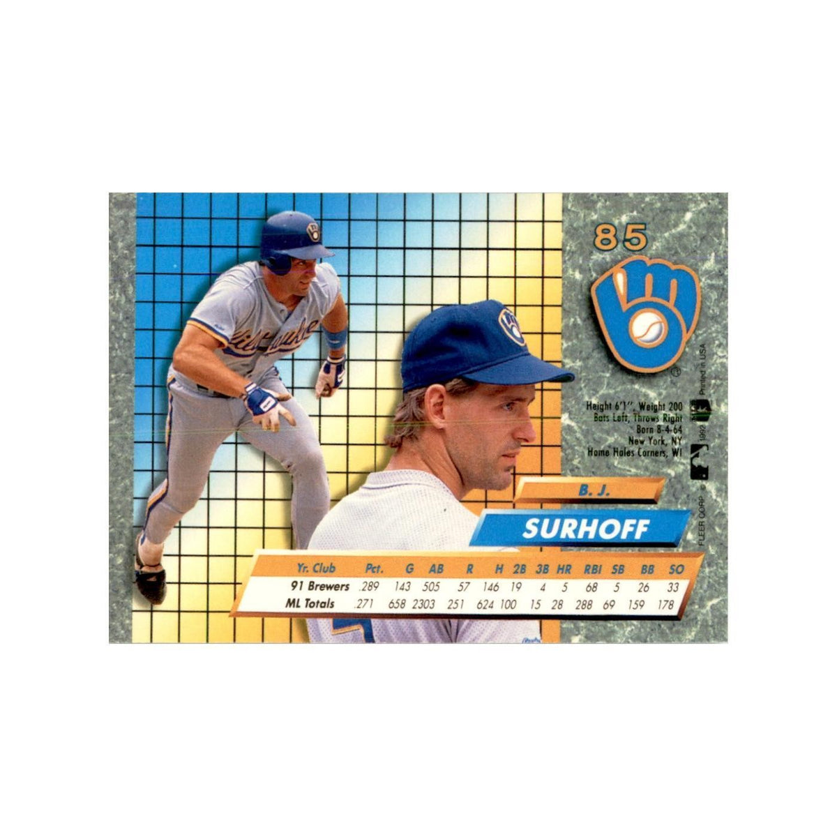1992 Fleer Ultra B.J. Surhoff Baseball Cards #85