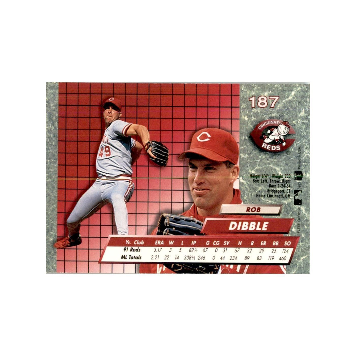 1992 Fleer Ultra Rob Dibble Baseball Cards #187