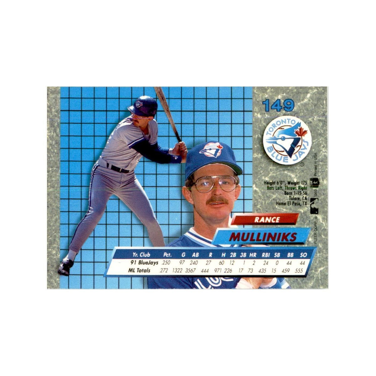 1992 Fleer Ultra Rance Mulliniks Baseball Cards #149